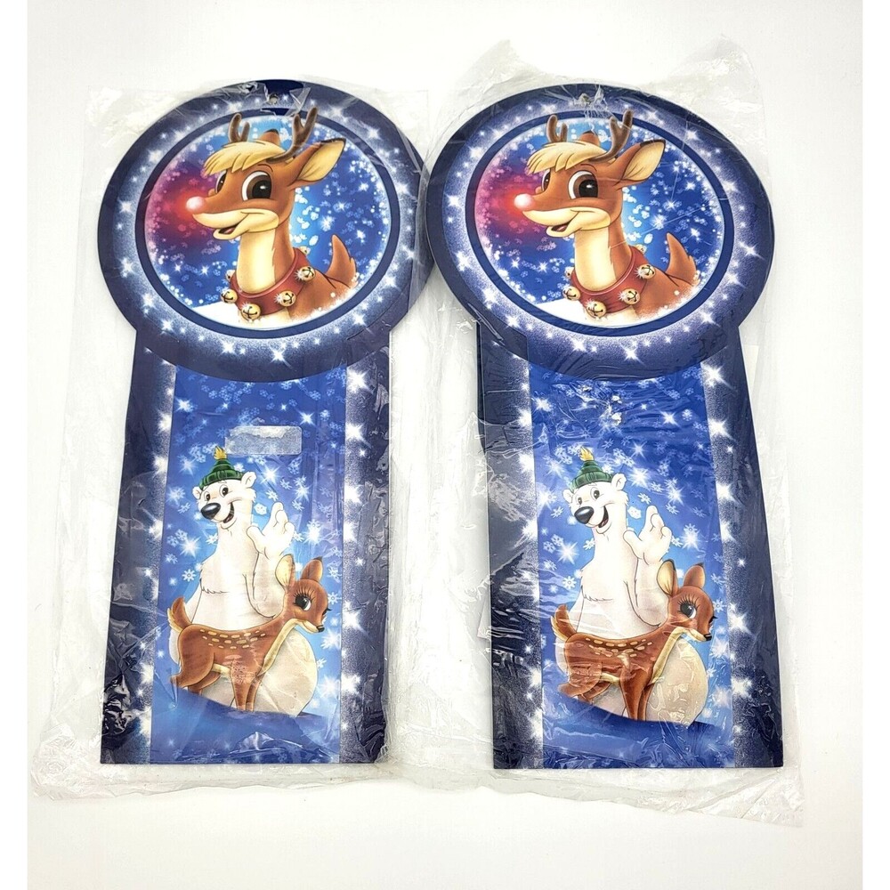 Lot of 2 Vintage Rudolph the Reindeer 43" Greeting Card Holder Unused in Package